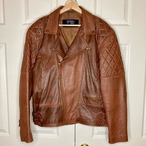 Brown Leather Moto Style Jacket